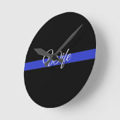 薄い青い線：警察の妻 ラウンド壁時計 (傾斜)
