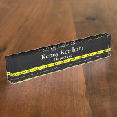 薄い青い線 – 警察の犯罪現場テープ デスクネームプレート (側面)