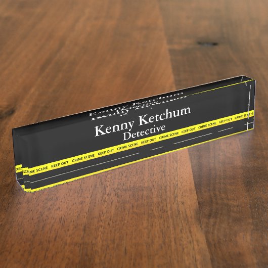 薄い青い線 – 警察の犯罪現場テープ デスクネームプレート (側面)