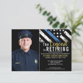 薄い青い線 警察官引退パーティー写真 招待状 (スタンド正面)