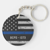 薄い青い線 – 警察官 – 米国国旗 キーホルダー (裏面)
