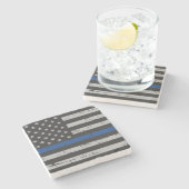 薄い青い線 – 警察官 – 米国国旗 ストーンコースター (横)
