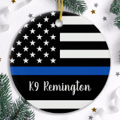 薄い青い線 – 警察官 – 米国国旗 セラミックオーナメント