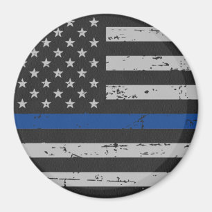 薄い青い線 – 警察官 – 米国国旗 マグネット