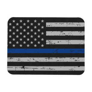 薄い青い線 – 警察官 – 米国国旗 マグネット
