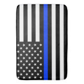 薄い青い線 警察旗 バスマット (正面縦)