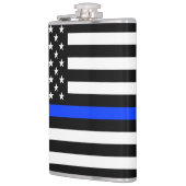 薄い青い線 警察旗 フラスク (左)