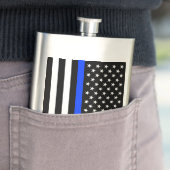 薄い青い線 警察旗 フラスク (インサイチュ)