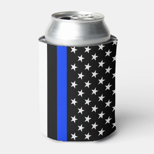 薄い青い線 警察旗 缶クーラー (缶正面)