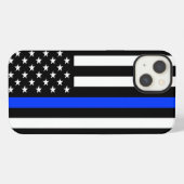 薄い青い線 警察旗 iPhoneケース (裏面横)