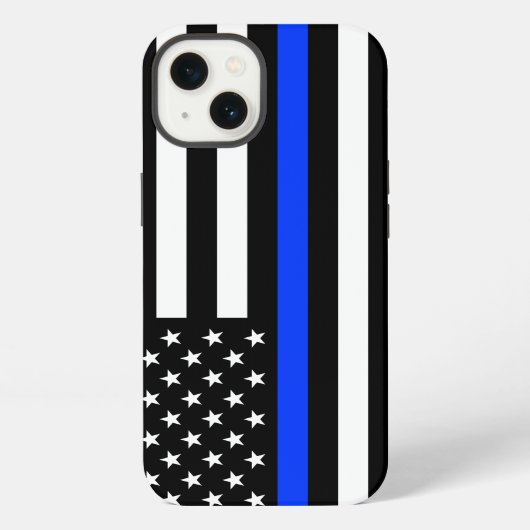 薄い青い線 警察旗 iPhoneケース (裏面)
