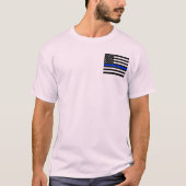 薄い青い線 警察旗 Tシャツ (正面)
