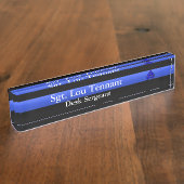 薄い青い線 – 軍曹ストライプ階級 デスクネームプレート (側面)