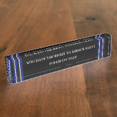 薄い青い線 – 銘板静かにする デスクネームプレート (側面)