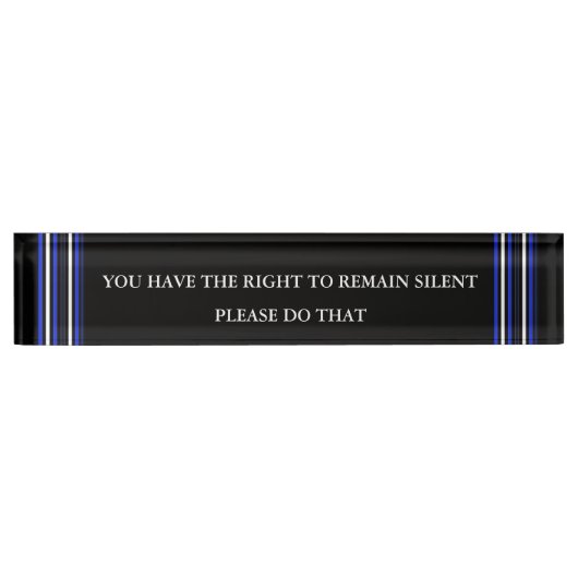 薄い青い線 – 銘板静かにする デスクネームプレート (正面)