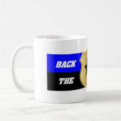 薄い青い線、青の後ろ コーヒーマグカップ (左)