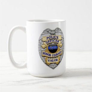 薄い青い線 – 5年実績の警察バッジ コーヒーマグカップ