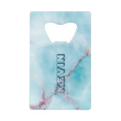 薄い青と灰色の大理石フェイク クレジットカード栓抜き (正面)