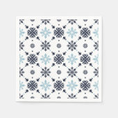 薄い青と白のスノーフレーク スタンダードカクテルナプキン (正面)