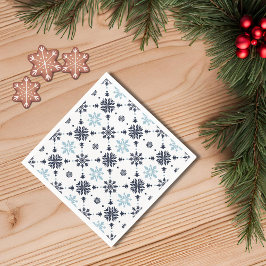 薄い青と白のスノーフレーク スタンダードカクテルナプキン