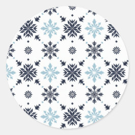 薄い青と白のスノーフレーク ラウンドシール