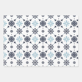 薄い青と白のスノーフレーク ラッピングペーパーシート