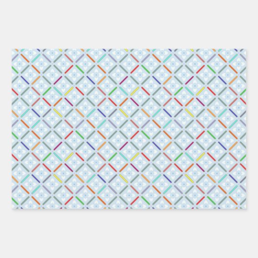 薄い青と白のタイルが混在 ラッピングペーパーシート (正面3)