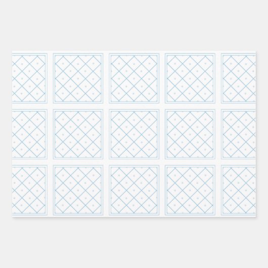 薄い青と白のタイルが混在 ラッピングペーパーシート (正面2)