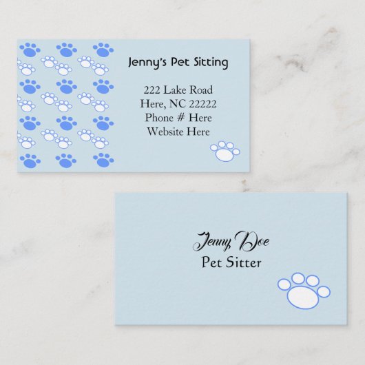 薄い青と白の足の名刺 名刺 (正面/裏面)