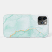 薄い青と金色の水色の大理石の波打ち Case-Mate iPhoneケース (裏面(横))