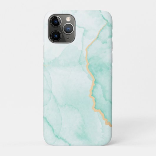 薄い青と金色の水色の大理石の波打ち Case-Mate iPhoneケース (裏)