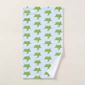 薄い青のシーサーモンパターン バスタオルセット (ハンドタオル)