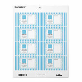 薄い青のストライプとカーリーフレーム&ロゴ ラベル (フルシート)