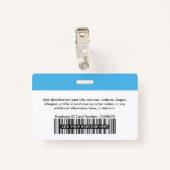 薄い青のフォトバーまたはQRコードロゴ名 バッジ (裏面クリップ)