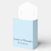 薄い青のミニマリスト結婚式の名前と日付 フェイバーボックス (オープン)