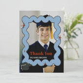 薄い青のレトロな波状の写真あなた感謝していを縮める サンキューカード (スタンド正面)