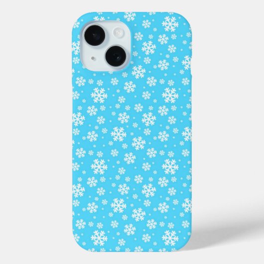 薄い青の冬の模様の上の白い雪の結晶 Case-Mate iPhoneケース (裏面)