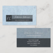 薄い青の大理石の白い大理石構造モノグラム 名刺 (正面/裏面)