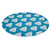 薄い青の帆船の模様 カッティングボード (角)