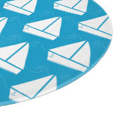 薄い青の帆船の模様 カッティングボード (角)