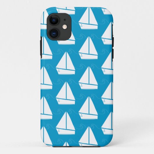 薄い青の帆船の模様 Case-Mate iPhoneケース (裏面)