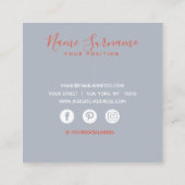 薄い青の空とピンクの雲 スクエア名刺 (裏面)