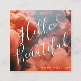 薄い青の空とピンクの雲 スクエア名刺