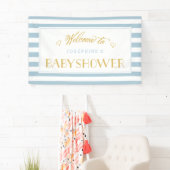 薄い青ストライプの金ゴールドお母さん |ベビー表示 横断幕 (インサイチュ)