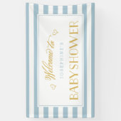 薄い青ストライプの金ゴールドお母さん |ベビー表示 横断幕 (縦)