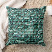 薄い青、グリッドまたはレンガの壁効果の泡 クッション (ブランケット)