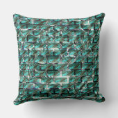 薄い青、グリッドまたはレンガの壁効果の泡 クッション (裏面)