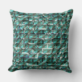 薄い青、グリッドまたはレンガの壁効果の泡 クッション