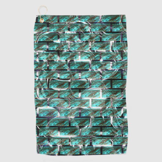 薄い青、グリッド内の泡またはレンガの壁効果t ゴルフタオル (正面)