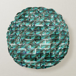 薄い青、グリッド内の泡またはレンガの壁効果t ラウンドクッション